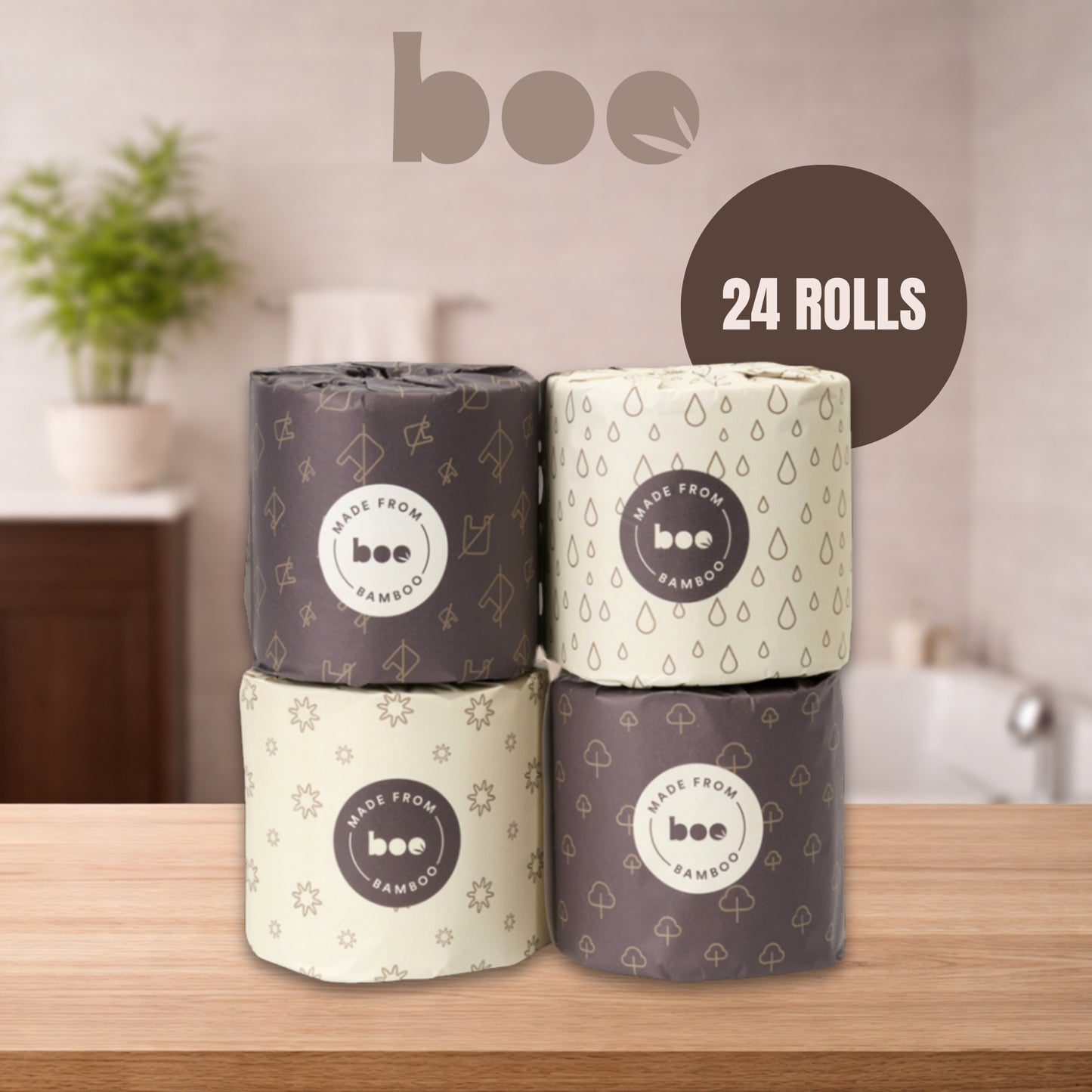 24-Pack Bamboo Toilet Rolls | Extra Long, Sustainable & Chemical-Free