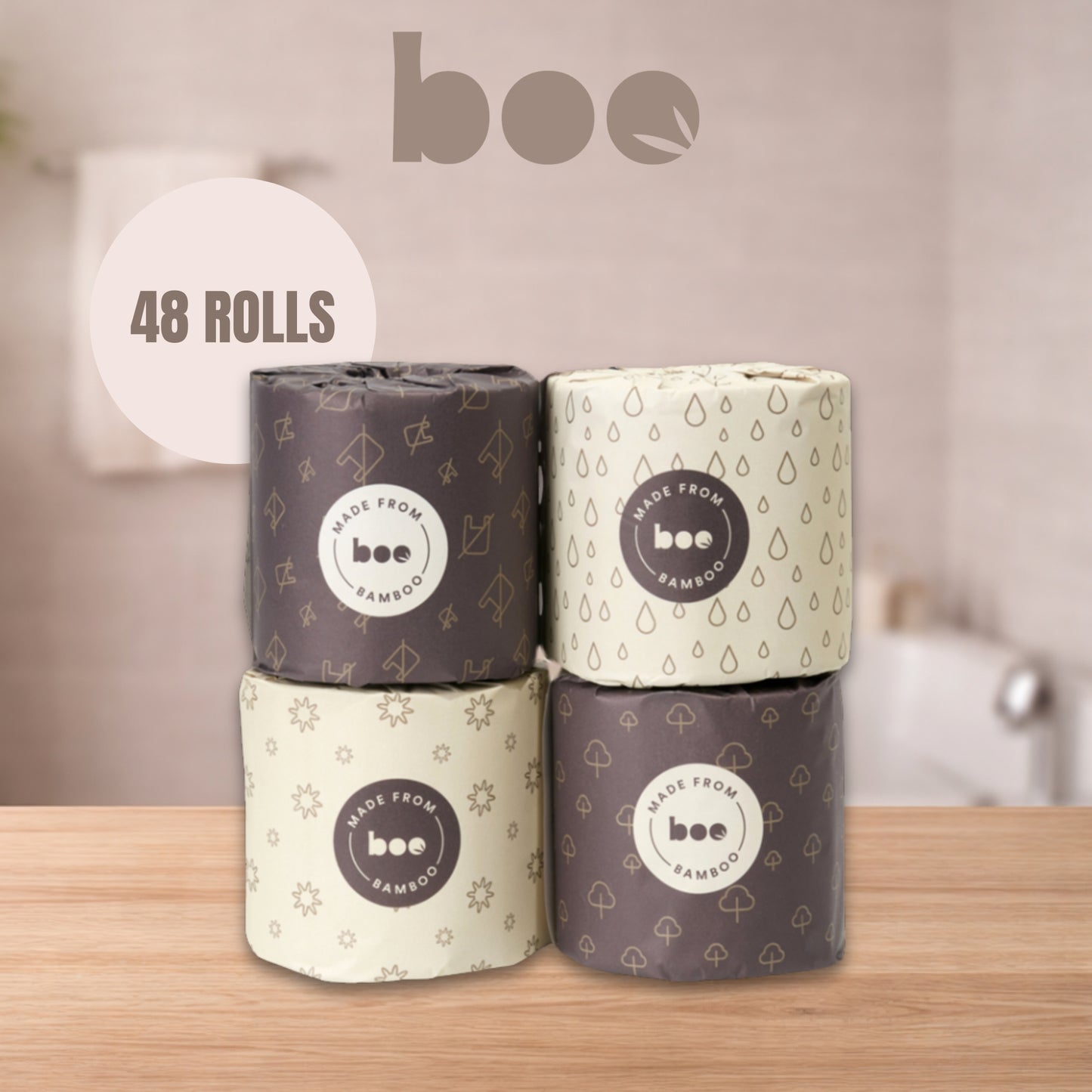 48 x Extra Long Bamboo Toilet Rolls – Eco-Friendly, Tree-Free, Plastic-Free